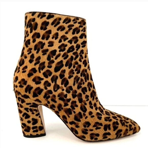 NEW Jimmy Choo Leopard Calf Hair Square Toe Ankle Booties - Picture 2 of 8